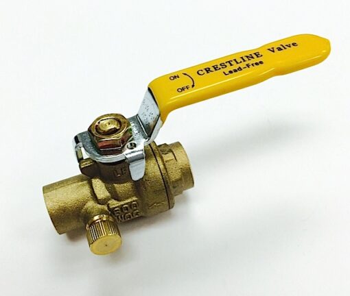 Crestline ½” C X C Full Port Lead Free Ball Valve with Drain