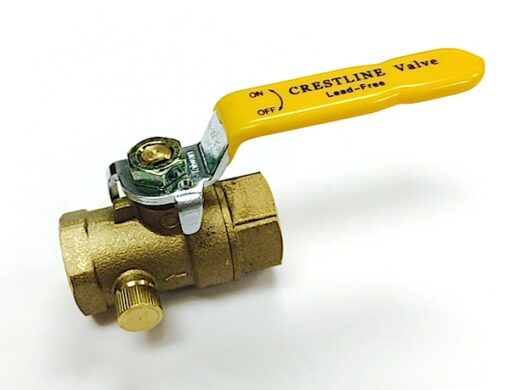 Crestline 1/2” IPS Full Port Lead Free Ball Valve with Drain