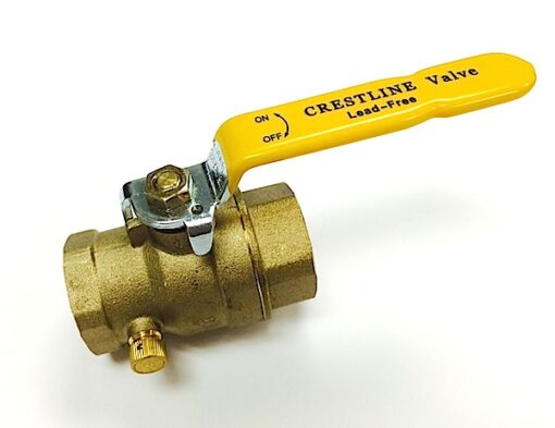 Crestline 1” IPS Full Port Lead Free Ball Valve with Drain