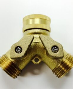 Brass 2 Way Garden Hose Y Splitter with Shutoffs Cat. No. 765B021