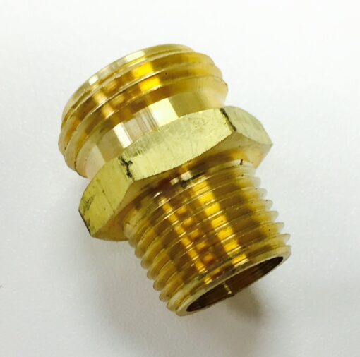 1/2" Male IPS X 3/4" Male Garden Hose Brass Adapter Cat. No. 765B001